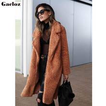 Gacloz Plush Coat Women Faux Fur Thicken Winter Warm Long Sleeve Female Jackets Overcoat Outerwear Long Coat For Women 2024 - buy cheap
