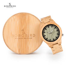 BOBO BIRD-reloj analógico de madera de bambú con ojos fantasmas para hombre, pulsera con correa de madera brillante, con caja de regalo de bambú, C-B22 2024 - compra barato