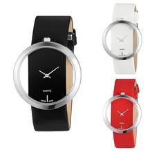 Fashion Faux Leather Waterproof Transparent Dial Analog Quartz Women Wrist Watch 2024 - buy cheap