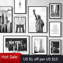 New York City Canvas Painting Prints Statue of Liberty Black and White Wall Art Decor Pictures Posters Aesthetic Room Decor 2024 - buy cheap