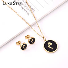 Luxusteel colar de pingente de letras arábicas, de aço inoxidável, dourado, preto, com corrente, para amigos, festas 2024 - compre barato