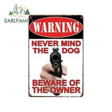 EARLFAMILY 13cm x 8.9cm Car Sticker Warning Never Mind The Dog Beware of The Owner Vintage Metal Tin Sign Car Styling 2024 - buy cheap