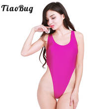 Tiaobug maiô feminino de uma peça, sem mangas, cintura alta, roupa de banho, ginástica, malha, roupa de dança, moda praia 2024 - compre barato