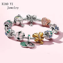 XIAOYI jewelry 100% s925 11 Charm pandoras Colorful butterfly bracelet with diamond heart gift gentle beautiful 2024 - buy cheap