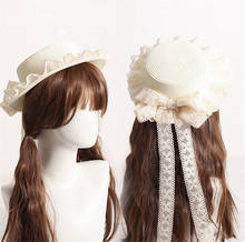 Mori chapéus de palha para meninas, de verão para mulheres chapéu de sol praia lolita kawaii princesa laço boné b1765 2024 - compre barato