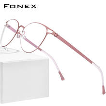 FONEX Alloy Eyeglasses Frames Women 2020 New Vintage Round Myopia Optical Frame Prescription Glasses Men Screwless Eyewear 996 2024 - buy cheap