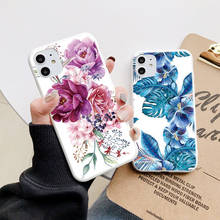 Luxury Flower White Matte Phone Case For iPhone 12 11 Pro Max 7 8 Plus 6s X XR XS Max SE 2020 Bumper TPU Back Cover Coque Funda 2024 - купить недорого