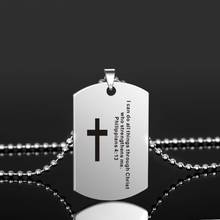 Engraved Cross Bible Psalm Necklace Black Gold Silver Color Stainless Steel Pendant Necklaces Christian Scripture Jewelry 2024 - buy cheap