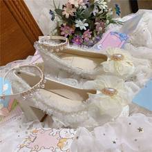 Zapatos de princesa dulce Loli para niñas, fiesta de té Kawaii, japonés, Lolita, Cosplay, lazo femenino, tacón medio de 5cm 2024 - compra barato