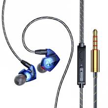 Fone de ouvido intra-auricular de 3.5mm, fone de ouvido com fio t06 quad-core, headfone hi-fi de movimento duplo, grave pesado, fone de ouvido esportivo com microfone para todos os telefones 2024 - compre barato