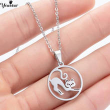 Yiustar Hip Hop Jumping Cat Choker Pendant Necklace Stainless Steel Chain Necklace for Women Man Gifts Anniversary Jewelry 2024 - buy cheap