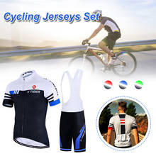 Men's Cycling Jersey Set Short Sleeve Breathable Quick Dry Top Shirt and Bib Shorts Outdoor Bike Suit for Spring Summer Cycling 2024 - buy cheap