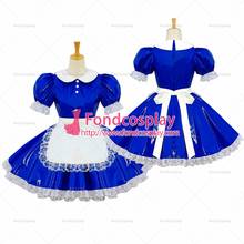 Sexy Sissy Maid Pvc Dress Blue Lockable Uniform Cosplay Costume Custom-made[G602] 2024 - buy cheap