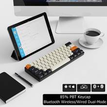 Teclado mecânico ajazz ak61 85% pbt, teclado sem fio/com bluetooth para ipad e notebook, preto e azul 2024 - compre barato