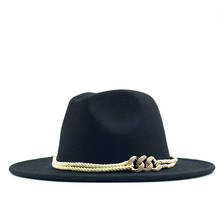 Черная шерстяная фетровая джазовая фетровая шляпа с пряжкой для женщин, унисекс, с широкими полями, Панама, Трилби, ковбойская Кепка Панама 2024 - купить недорого