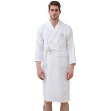 Bath Robe Waffle Men 100% Cotton Summer Long-sleeve Mens Sweat Evaporate Couples Bath Robes Hotel SPA Robes Dressing Gown 2024 - buy cheap