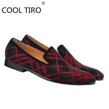 COOL TIRO Fashion Mens Slip on Loafers designer 2020 summer Red Rhinestone Mens Slip on Flats shoes Moccasins formal prom shoes 2024 - buy cheap