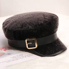 H746 Mulheres Boina Chapéu Feminino Outono Inverno Coreano Botão de Metal Flat Top Cap da Marinha Da Menina Britânica Retro Cor Sólida Casuais quentes Chapéus 2024 - compre barato