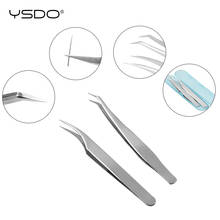 New 2 pcs eyelash extension tweezers makeup tools for individual lashes stainless steel tweezers false eyelashes tweezers kit 2024 - buy cheap