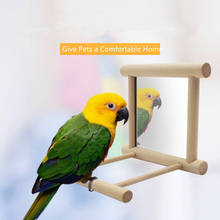 Зеркальная деревянная игрушка для домашних животных, с окунем, подставка для попугаев, попугаев 2024 - купить недорого