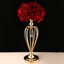 Candelabros com suporte de ferro para flores, candelabros com porta-velas, peça central de mesa para casamento em metal 2024 - compre barato