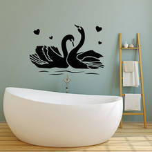 Couple Swans Wall Decal Love Romance Birds Bedroom Bathroom Home Decor Vinyl Window Stickers Animal Waterproof Art Mural M491 2024 - buy cheap
