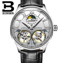 Double Tourbillon Mechanical Watch BINGER Luxury Business Skeleton Watch Mens Automatic Waterproof Sport Watch Relogio Masculino 2024 - buy cheap