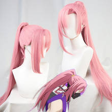 Peruca para cosplay sk8 anime japonês, peruca longa lisa e rabo de cavalo rosa com buzinas e flor de cereja, resistente ao calor 2024 - compre barato