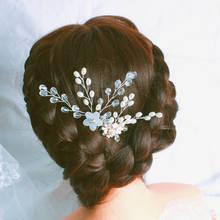 Accesorios para el cabello para novia, joyería de boda, Clip para el pelo con flores y perlas, peine para el pelo, diamantes de imitación de cristal, varillas para el pelo, alfiler para el pelo 2024 - compra barato