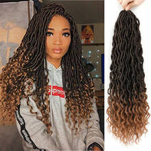 X-TRESS Curly Faux Locs Synthetic Crochet Braids Hair Extension Bohemian Goddess Soft Natural Ombre Brown Braids With Curly Ends 2024 - buy cheap