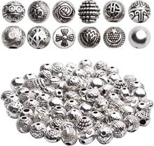 Cuentas espaciadoras de plata antigua de 100 gramos, abalorios sueltos de bolas redondas pequeñas tibetanas para proyectos de abalorios DIY, fabricación de joyas 2024 - compra barato