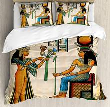 Juego de funda nórdica egipcia, ropa de cama Multi de 3 piezas con ilustraciones del Imperio Antiguo, la Reina nefertori 2024 - compra barato