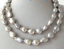 Collar de perlas 1605 inusuales, arcoíris gris, barroco, Keshi KEISHI 2024 - compra barato