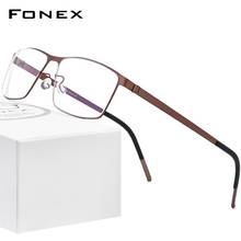 FONEX liga óculos quadro masculino quadrado miopia prescrição óptica óculos 2020 novo masculino coreia screwless eyewear 997 2024 - compre barato