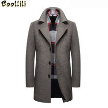 Boollili мужское шерстяное пальто, Мужская брендовая одежда, мужская зимняя куртка, мужское пальто с отложным воротником средней длины, Мужское пальто, тренчи 2024 - купить недорого