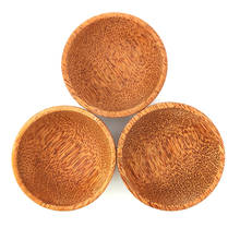 Cuenco de madera de coco de 11,5 cm, juego de cuencos de madera de coco Natural, hecho a mano, cáscara de coco 2024 - compra barato