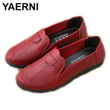 YAERNIWomen shoes PU leather shoes for women soft moccasins Moccasin Woman Oxford shoes lace-up casual leather flat shoes 2024 - buy cheap
