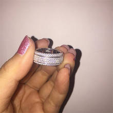 Anillo giratorio de 3 estilos para mujer, joyería de lujo de Plata de Ley 925, pavé AAAAA, circonita cúbica, promesa de fiesta, regalo de boda 2024 - compra barato