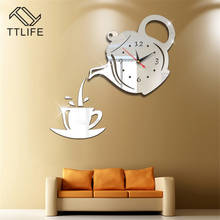 TTLIFE Многоцветный Пластиковый Чайник настенные часы 3D Наклейка на стену акриловая Съемная Зеркальная Наклейка на стену домашнее зеркало Наклейка Фреска 2020 2024 - купить недорого
