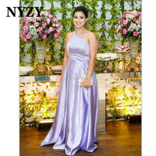 Elegante um ombro lilás vestido de noite 2020 nyzy e263 cetim vestido festa formatura vestidos de fiesta abendkleider 2024 - compre barato