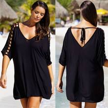 Summer Plus Size 3XL Cover Ups Women Swimwear Beach Dress Black Bikini Swimsuit Beach Wear Cover-Up Sundress 2024 - buy cheap