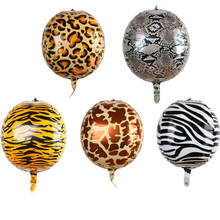 Balões de alumínio com estampa animal 4d de 22 polegadas, aniversário, casamento, floresta, decoração de festa, balões de hélio, tigre, cobra, girafa, chuveiro zebra 2024 - compre barato