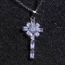 Bling Zircon Stone Silver Color Flower Pendant Long Chain Necklace Choker For Women Fashion Jewelry 2021 2024 - buy cheap