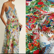 Ткань из полиэстера с принтом растений и цветов, ширина 145 см, платье-рубашка на заказ, Женская ткань ручной работы «сделай сам», alibaba express 2024 - купить недорого