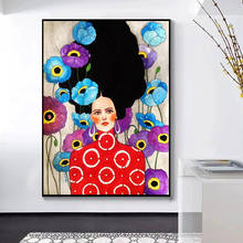 Pintura en lienzo de pájaro, flor y pelo de chica nórdica, figura abstracta, carteles coloridos e impresión, imagen de pared para sala de estar, decoración del hogar 2024 - compra barato