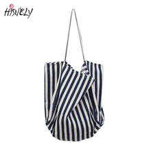 HISUELY, bolsas de compras de alta calidad para mujer, bolso de lona a rayas, bolso de gran capacidad, bolso de mano para mujer, venta al por mayor, BG124 2024 - compra barato