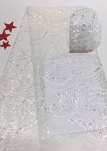 2021 Latest White Sequins French Lace Fabric High Quality Nigerian Tulle Lace Fabric For Luxury Evening Dresses T3309 2024 - buy cheap