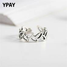 YPAY 100% Real 925 Sterling Silver Rings for Women Leaves Design Opening Adjustable Ring Fine Wedding Jewelry Gifts YMR387 2024 - buy cheap