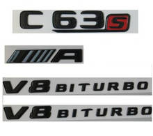 Emblemas preto brilhante c63s para amg v8 bitelero, emblemas de porta-malas para mercedes w205 2024 - compre barato