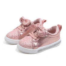 Fashion Sequin Leather Bow Baby Girl Casual Shoe Big Kids Sneakers Autumn Children'S Sport Shoes 1 2 3 4 5 6 7 8 9 10 11 12 Year 2024 - buy cheap